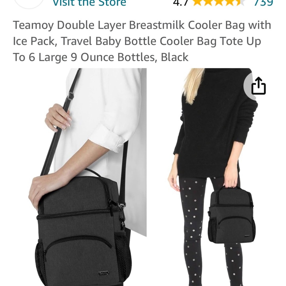 Teamoy Double Layer Breastmilk‎ Cooler Travel Bag with Ice Pack NWOT - Picture 8 of 11